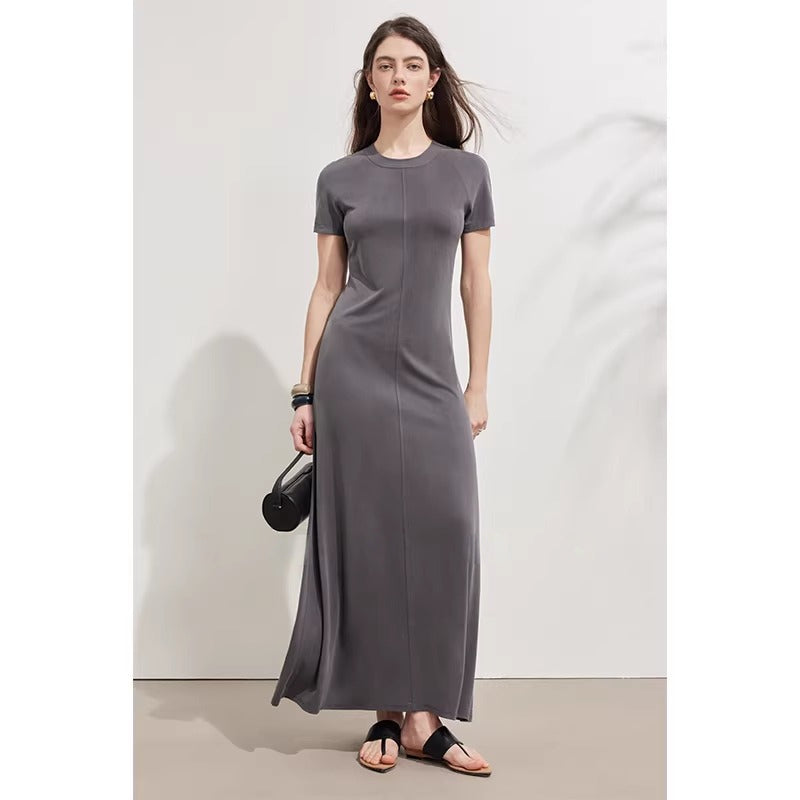 Stretch Halter Neck Raglan Sleeve Midi Dress_BDHL8230