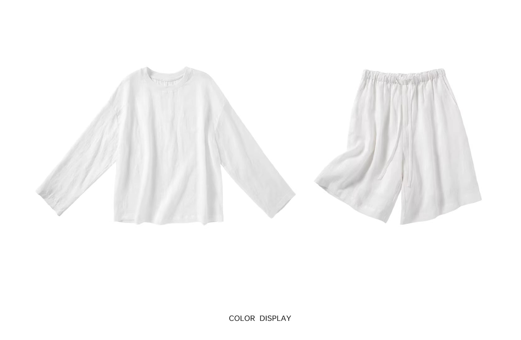Linen Loose Top and Casual Shorts_BDHL8213