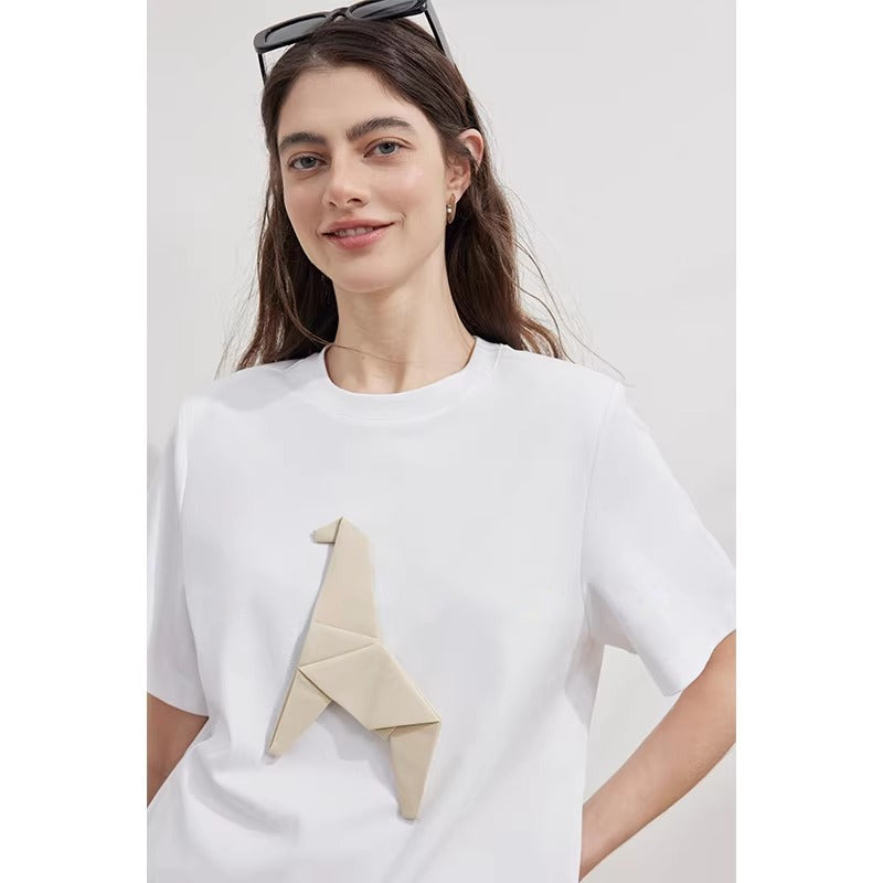 Origami Horse Appliqué Short Sleeve Tee_BDHL8222