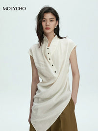 Lace-Up Asymmetrical Tops_BDHL7430