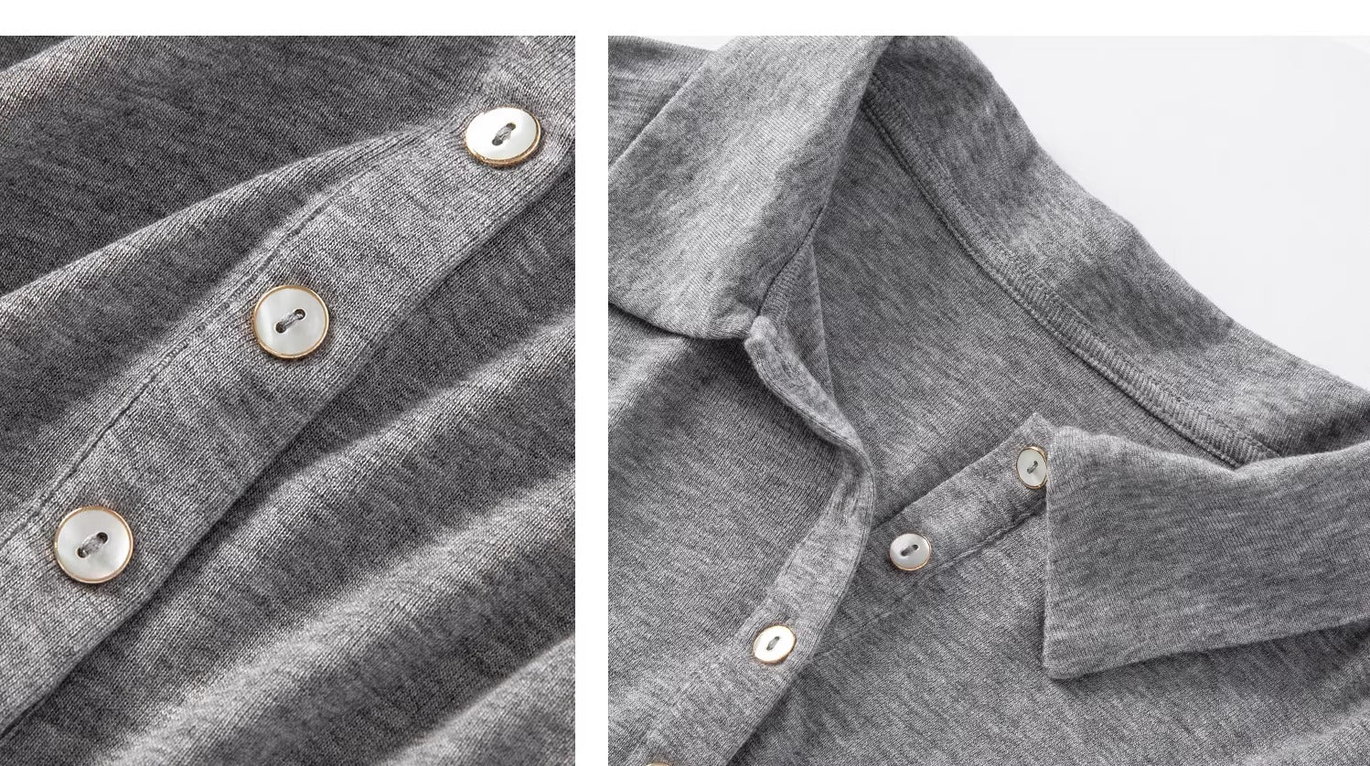 Tencel Wool Polo Collar Long Sleeve Slim Top_BDHL8212
