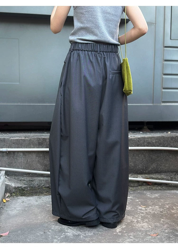 Double Layered Drawstring Wide Leg Drape Pants_BDHL8261