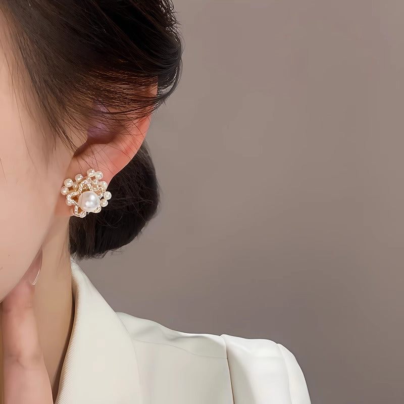 Pearl star earrings_8826