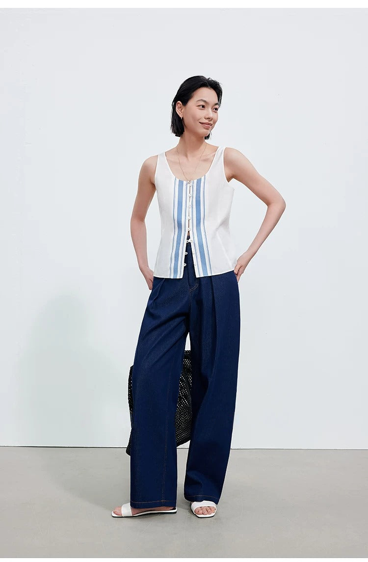Striped Button-Front Tank Top_BDHL8348