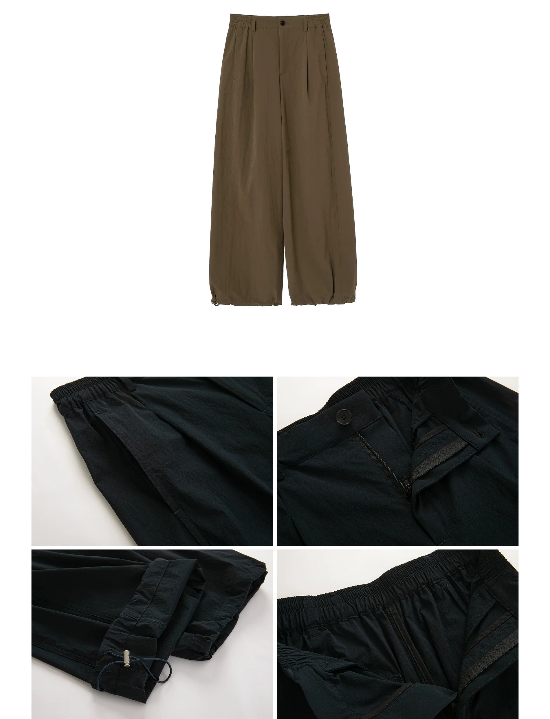 Gathered Hem Wide-Leg Pants_BDHL8343