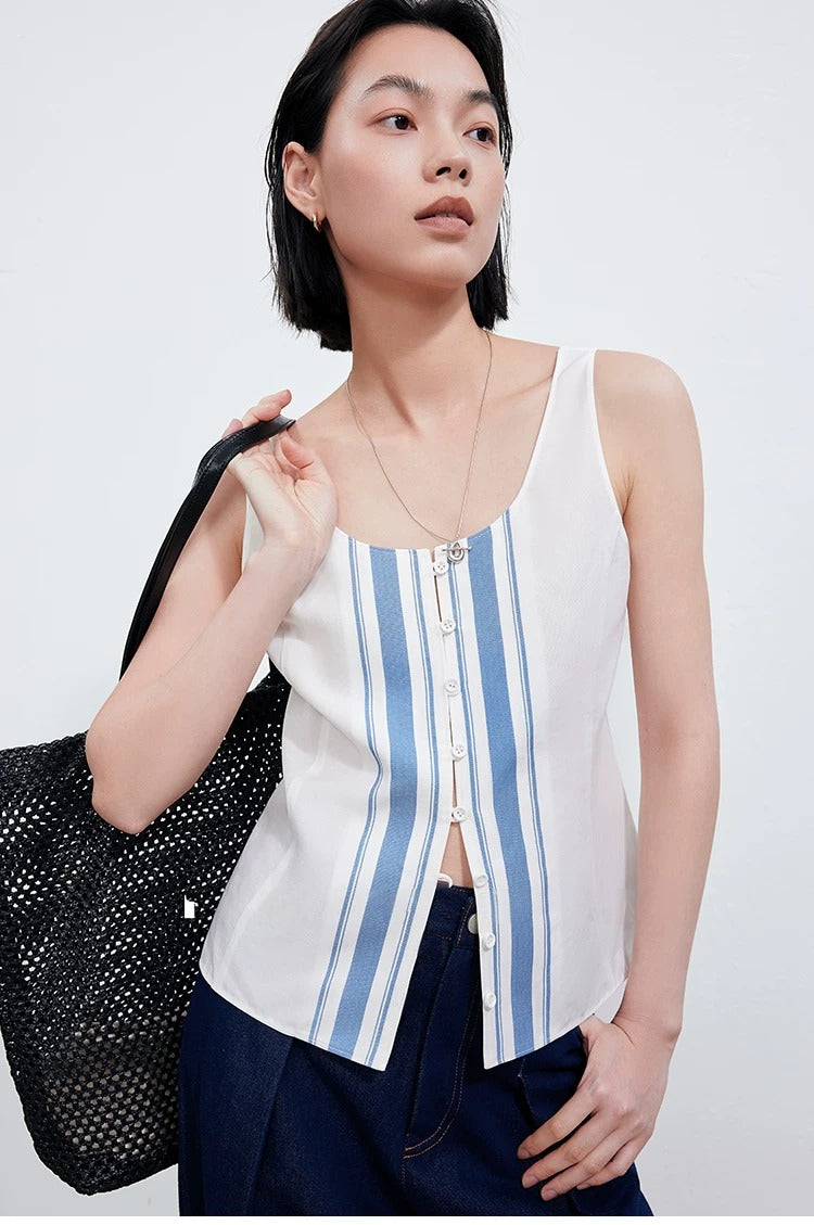 Striped Button-Front Tank Top_BDHL8348