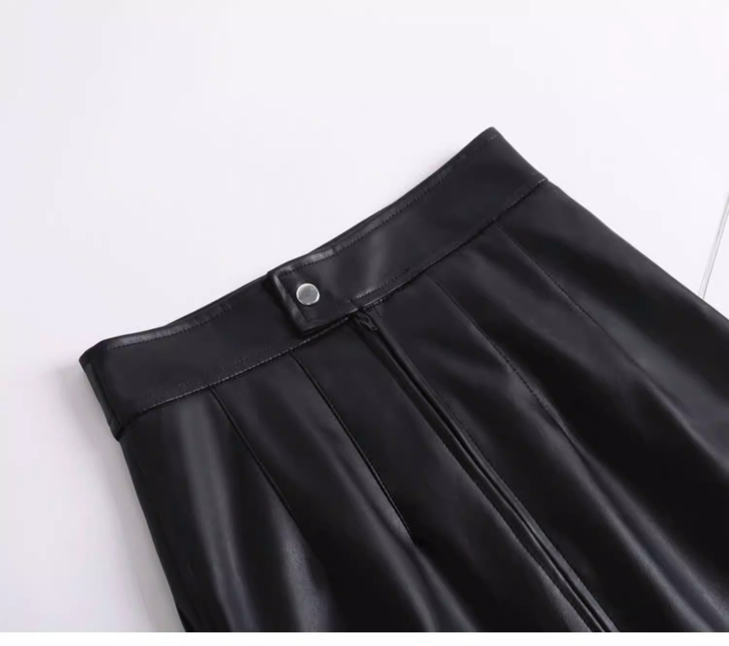PU Slit Midi Skirt_HL3880