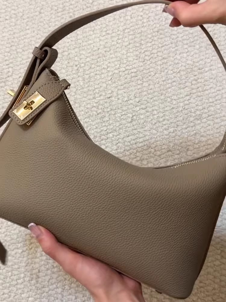 Leather Underarm Hobo Bag_BDHL8193