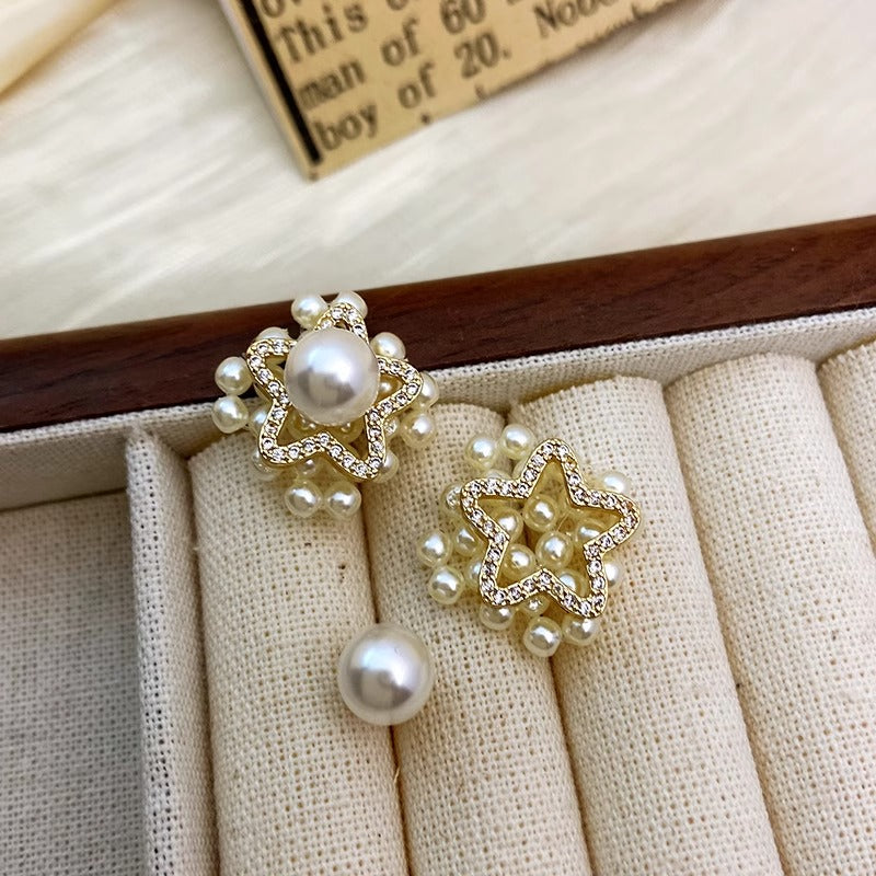 Pearl star earrings_8826
