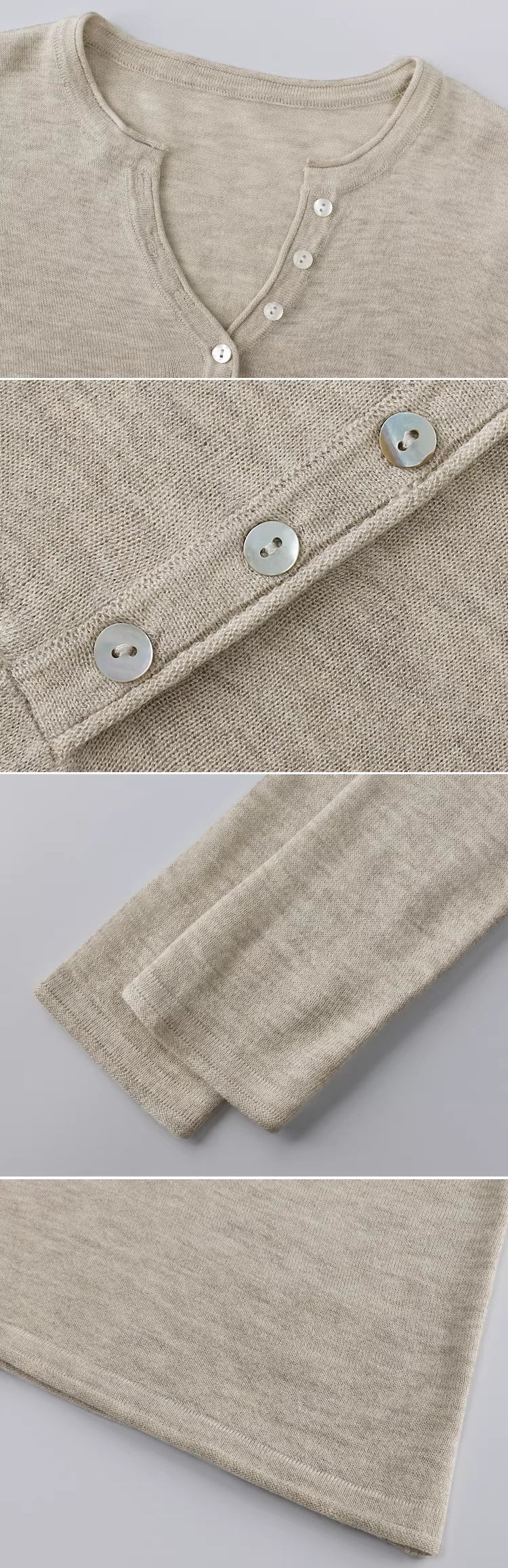 Spring Henley Neck Long Sleeve Knitted Top_BDHL8205