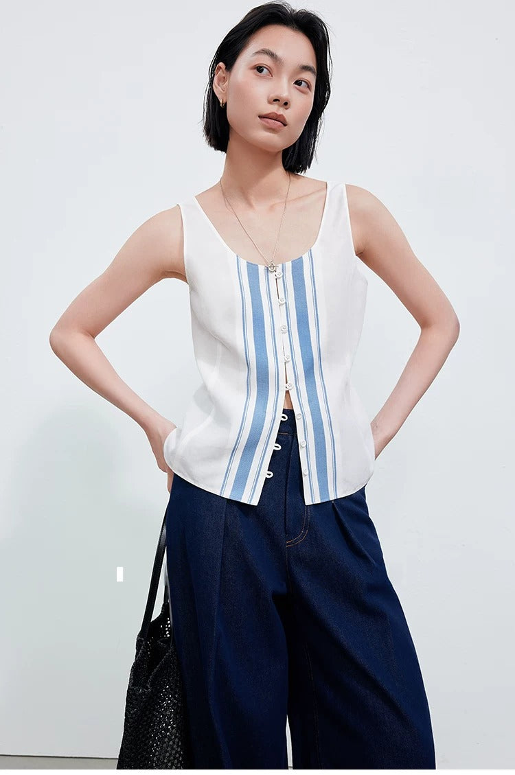 Striped Button-Front Tank Top_BDHL8348