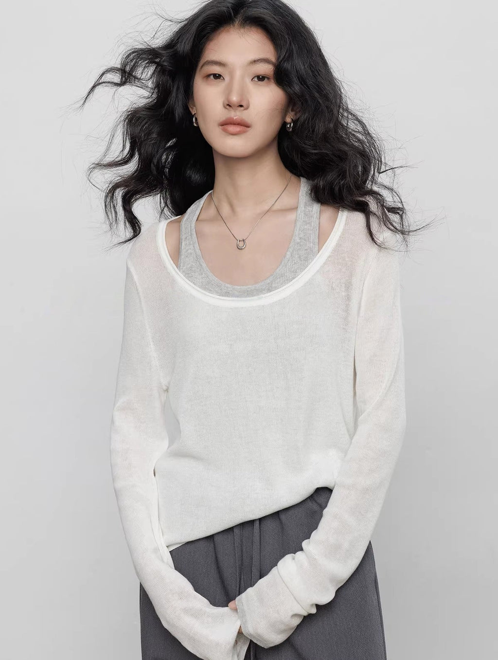 Spring Tencel Linen Knitted Sweater Vest_BDHL8203