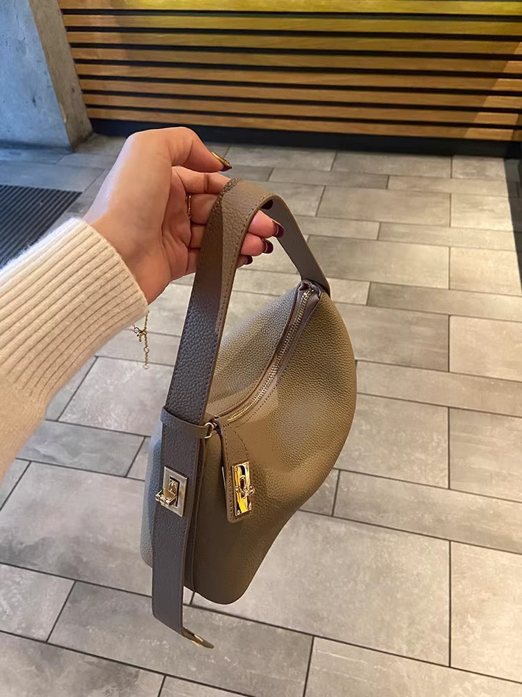 Leather Underarm Hobo Bag_BDHL8193