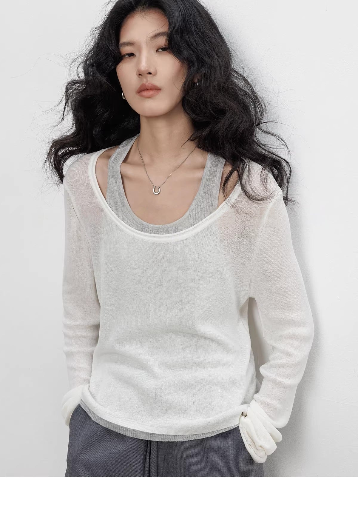 Spring Tencel Linen Knitted Sweater Vest_BDHL8203