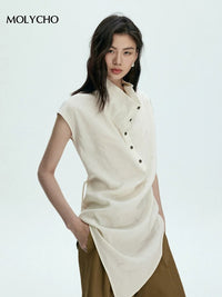 Lace-Up Asymmetrical Tops_BDHL7430