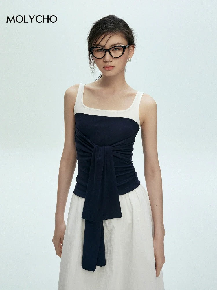 Two-Piece Style Sleeveless Tops_BDHL7429