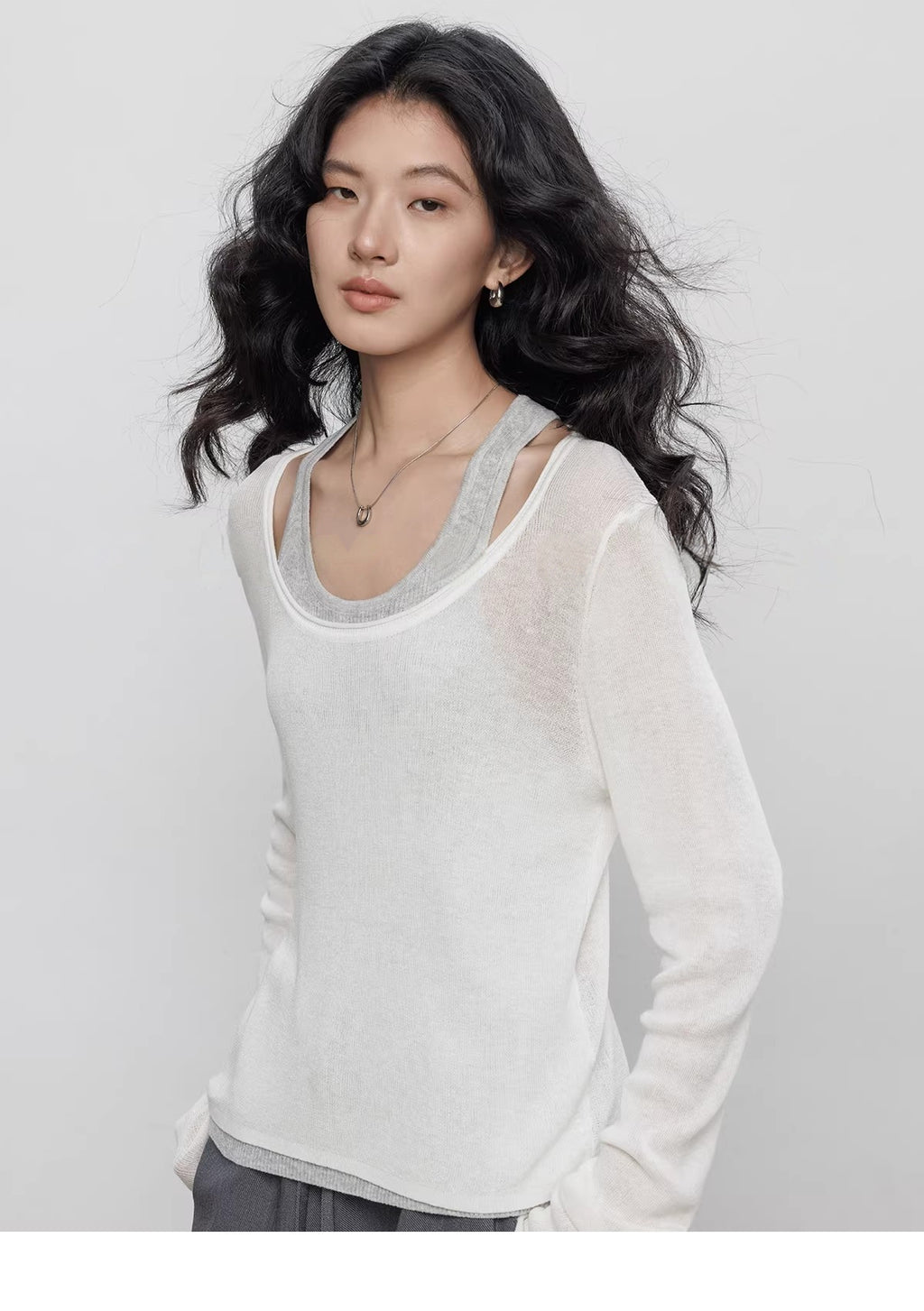 Spring Tencel Linen Knitted Sweater Vest_BDHL8203