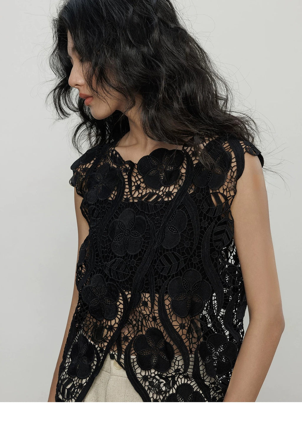Floral Lace Sleeveless Top_BDHL8357