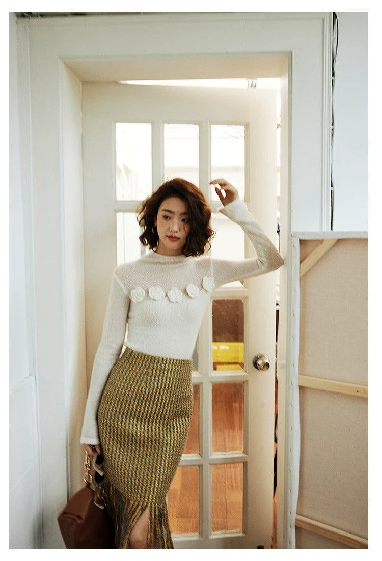 在庫限り早い者勝ち【即納】Knitted sweater bottoming top_LCHK/BDHL5233