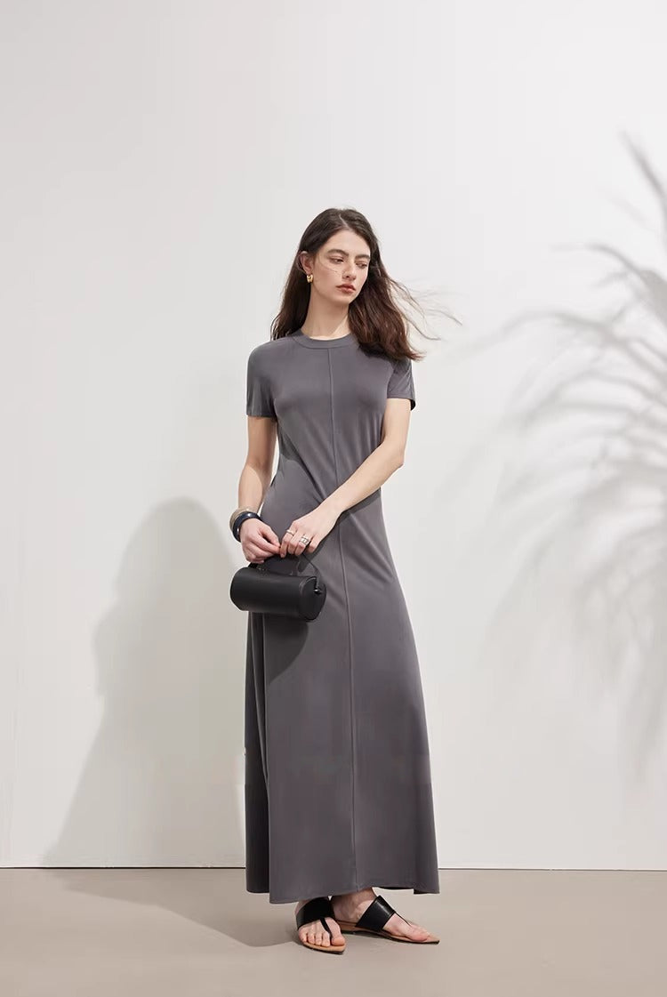 Stretch Halter Neck Raglan Sleeve Midi Dress_BDHL8230
