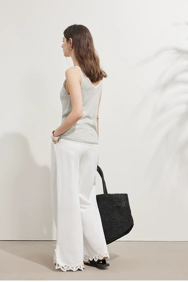 Linen-Blend V-Neck Knit Tank_BDHL8325