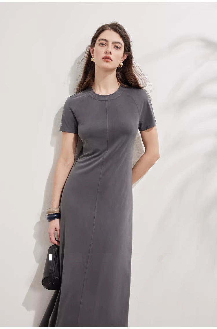 Stretch Halter Neck Raglan Sleeve Midi Dress_BDHL8230