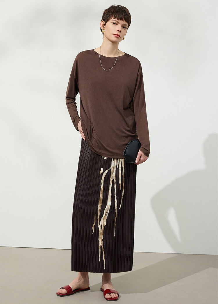 Retro Pleated Long Skirt_BDHL8142