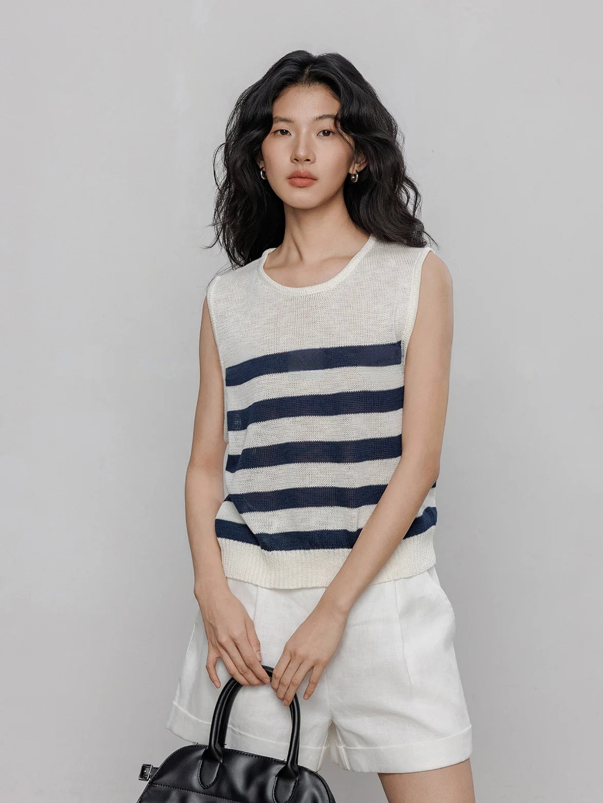 Round Neck Sleeveless Tops_BDHL7233