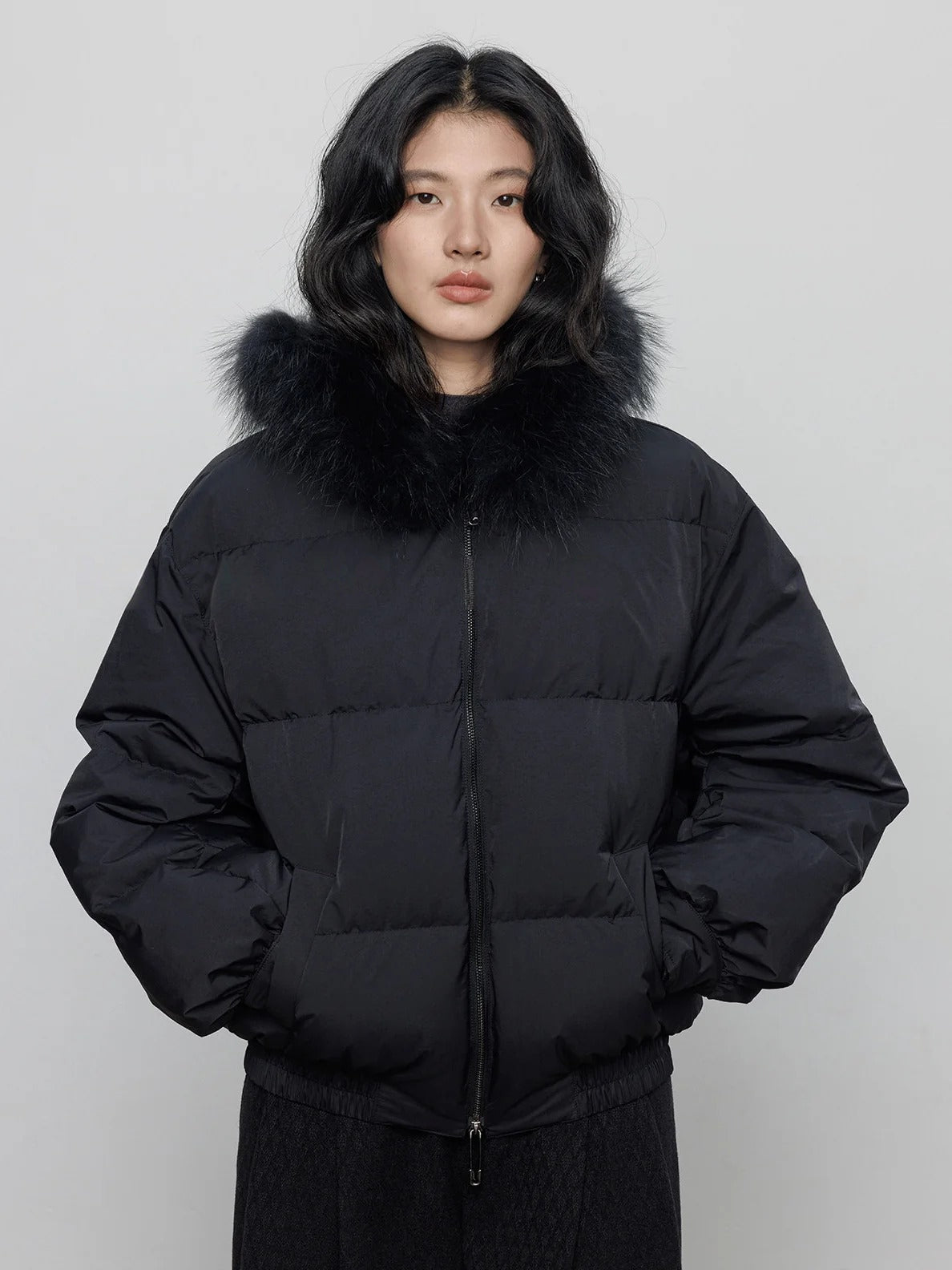 仿毛皮短版羽絨外套_BDHL8080