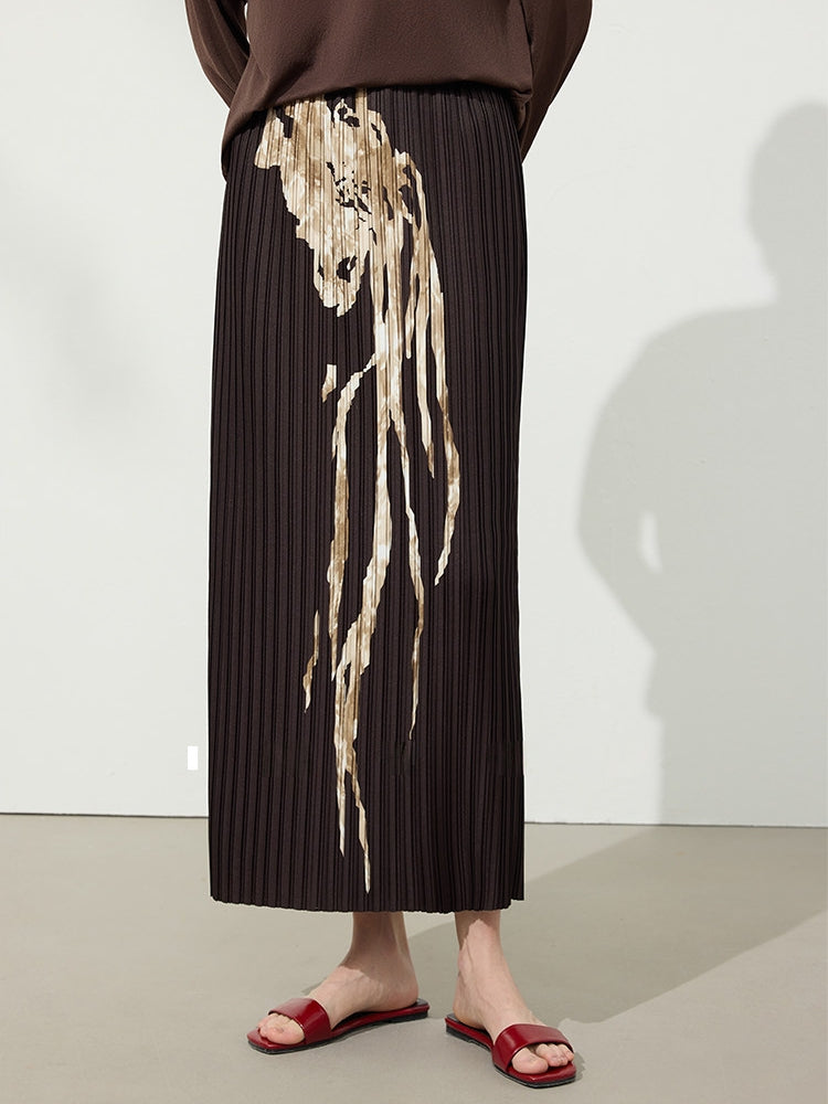 Retro Pleated Long Skirt_BDHL8142