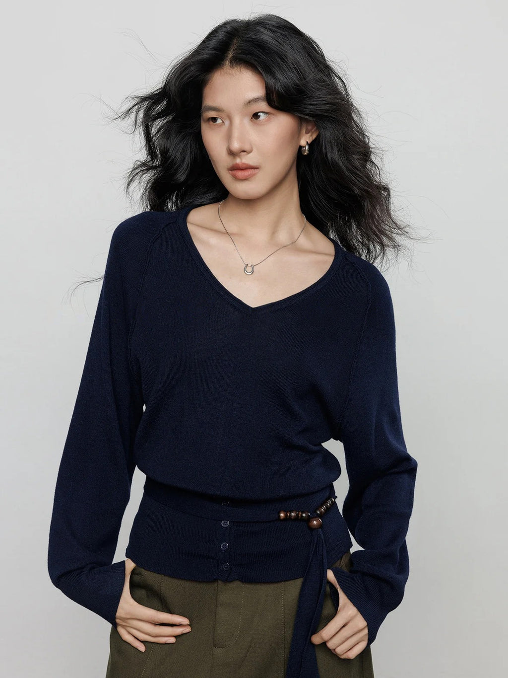 Peach Heart Neck Knit Tops_BDHL8169