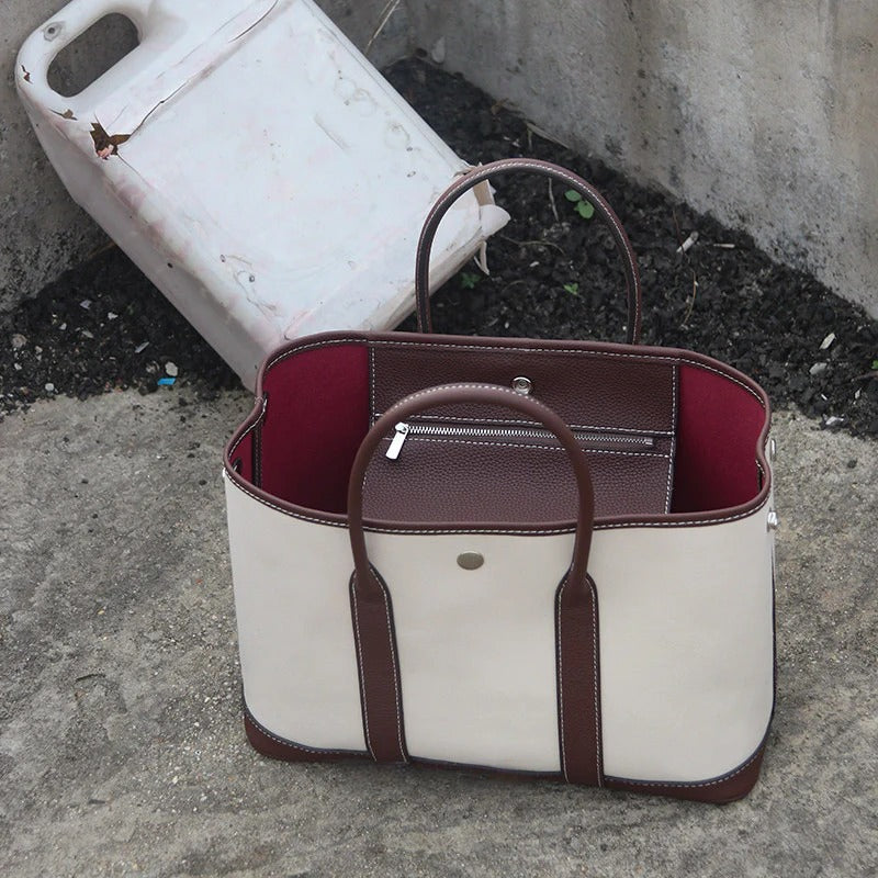 Water-repellent Canvas Contrasting Garden Tote Bag_BDHL8199