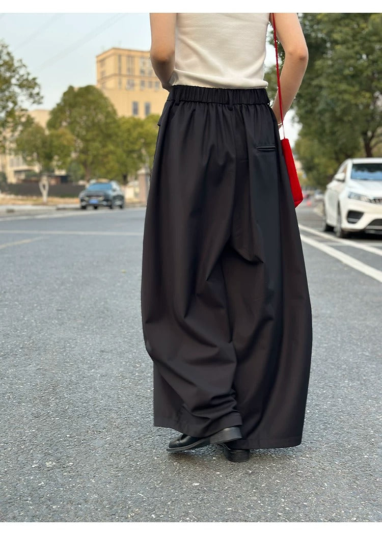 Double Layered Drawstring Wide Leg Drape Pants_BDHL8261