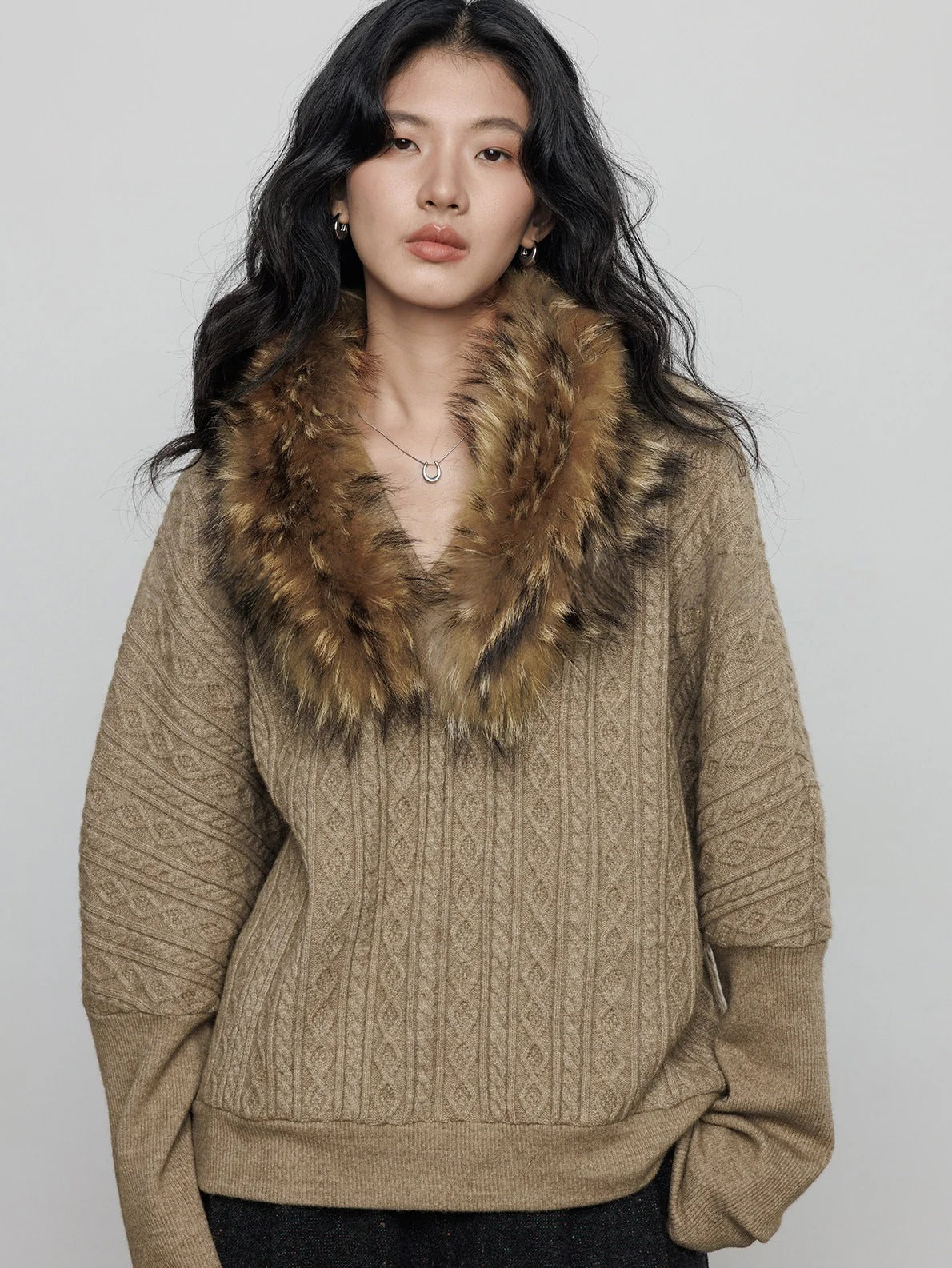 毛領針織上衣_BDHL8079