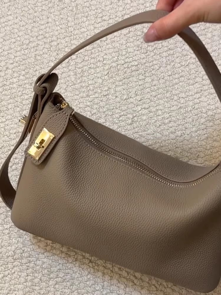 Leather Underarm Hobo Bag_BDHL8193
