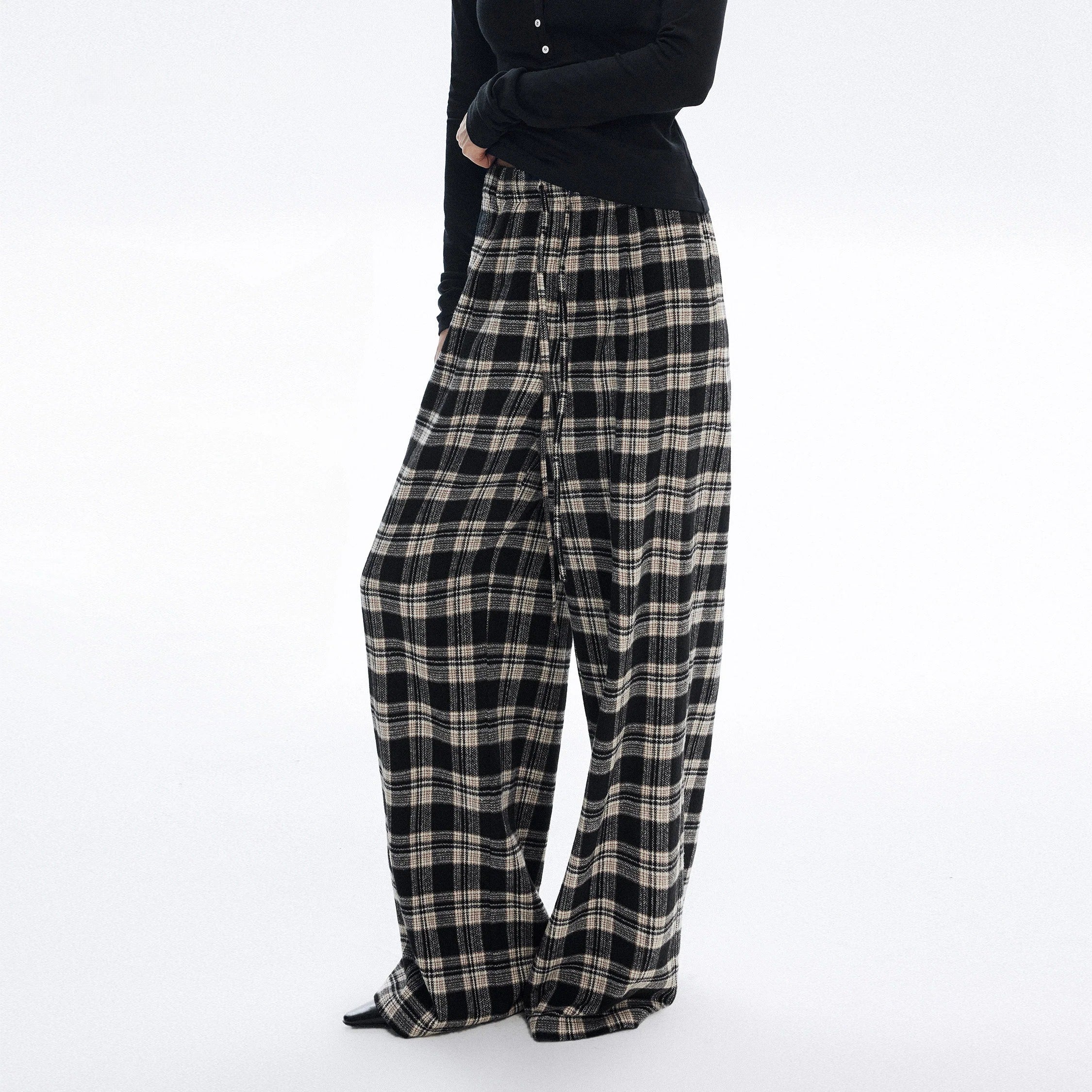 Vintage Plaid Wide-Leg Pants_BDHL8181