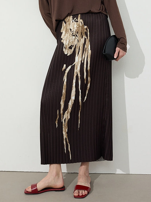 Retro Pleated Long Skirt_BDHL8142