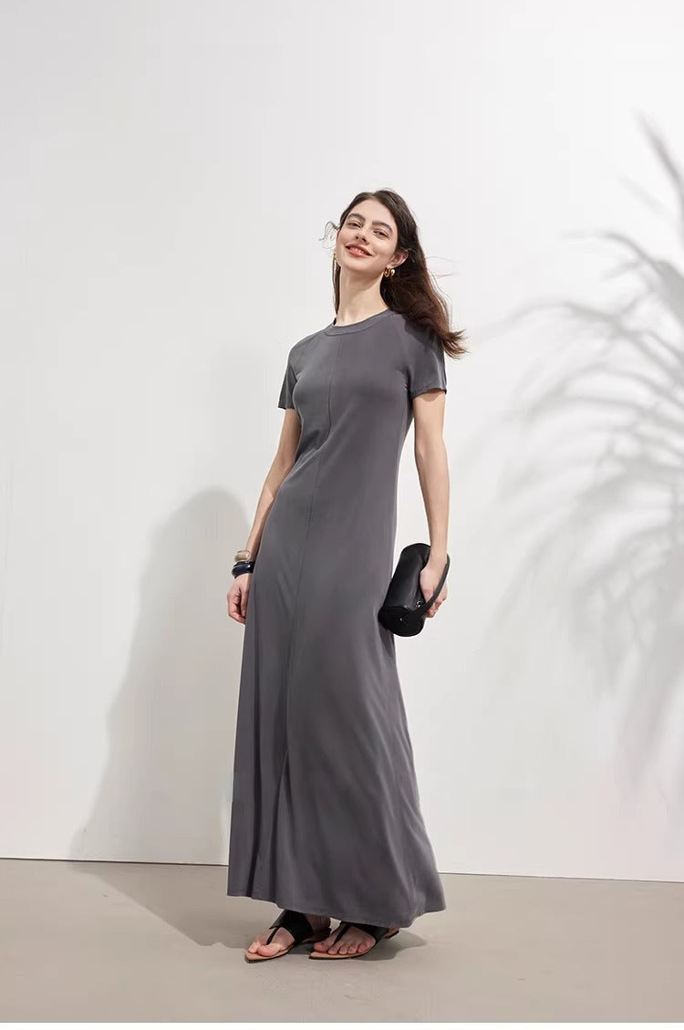 Stretch Halter Neck Raglan Sleeve Midi Dress_BDHL8230