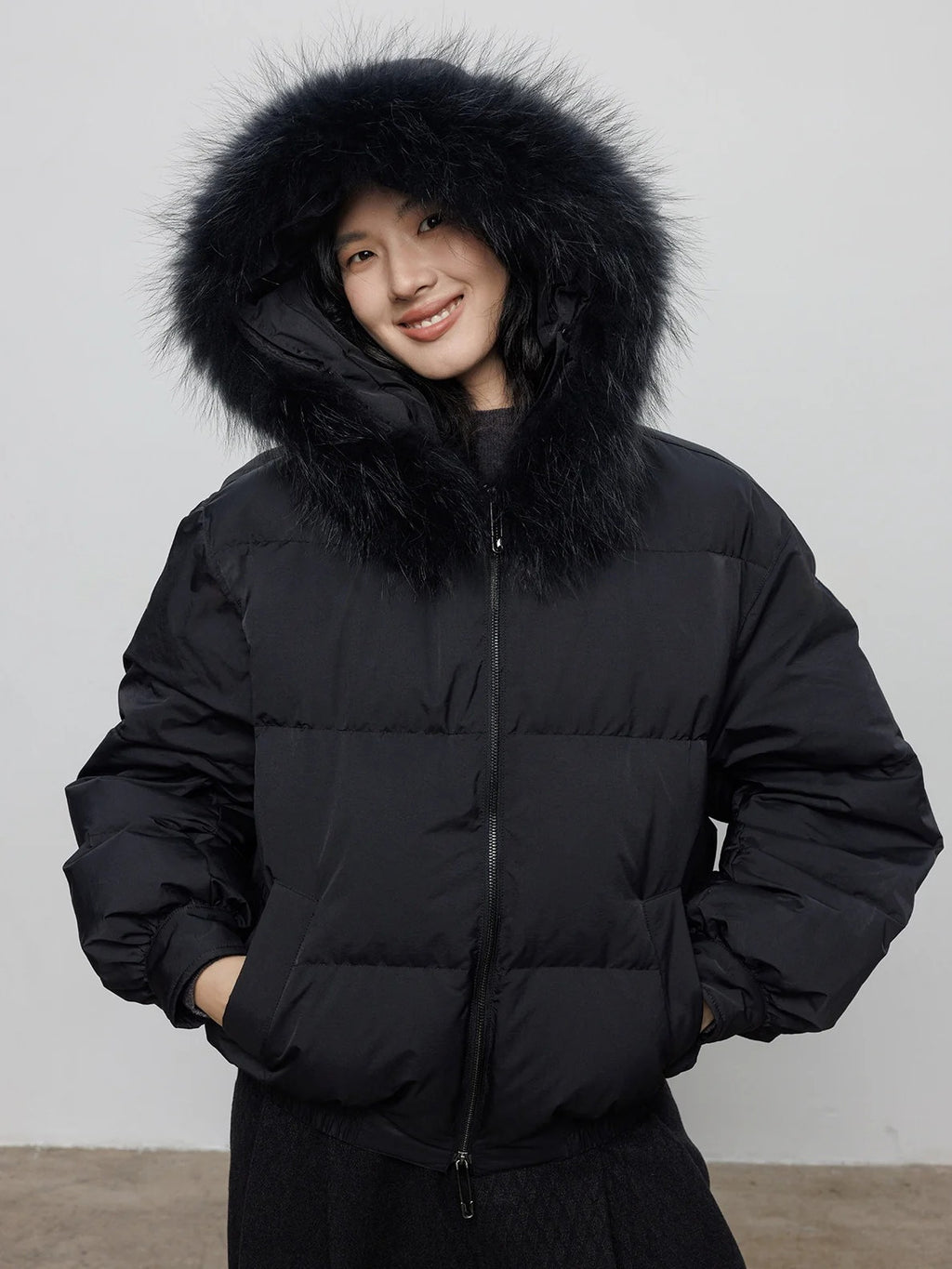 仿毛皮短版羽絨外套_BDHL8080