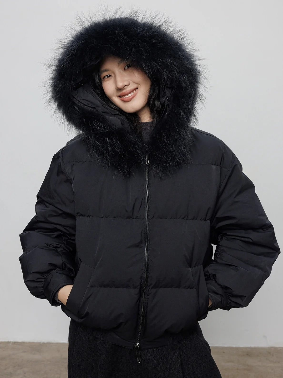 仿毛皮短版羽絨外套_BDHL8080