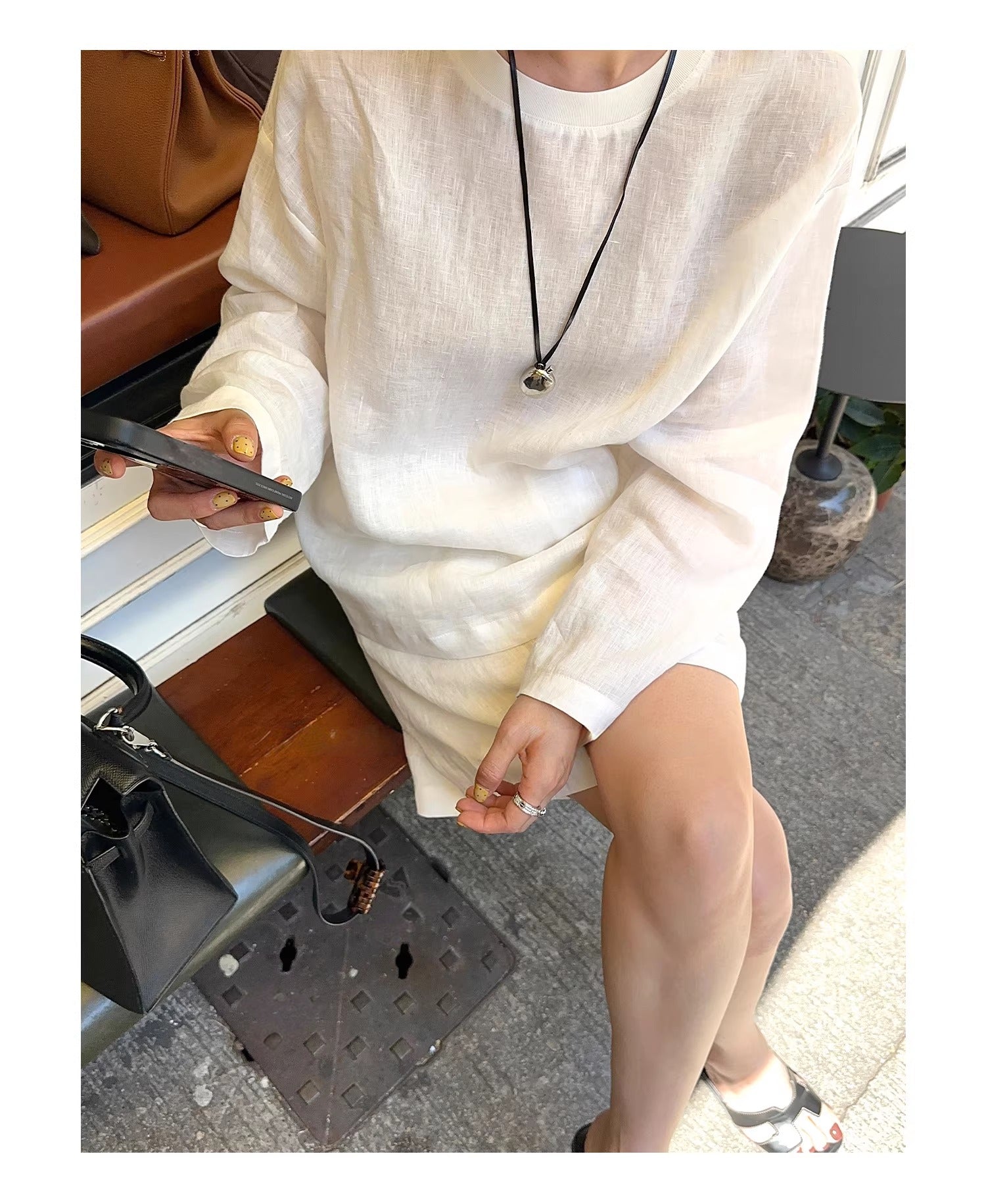 Linen Loose Top and Casual Shorts_BDHL8213