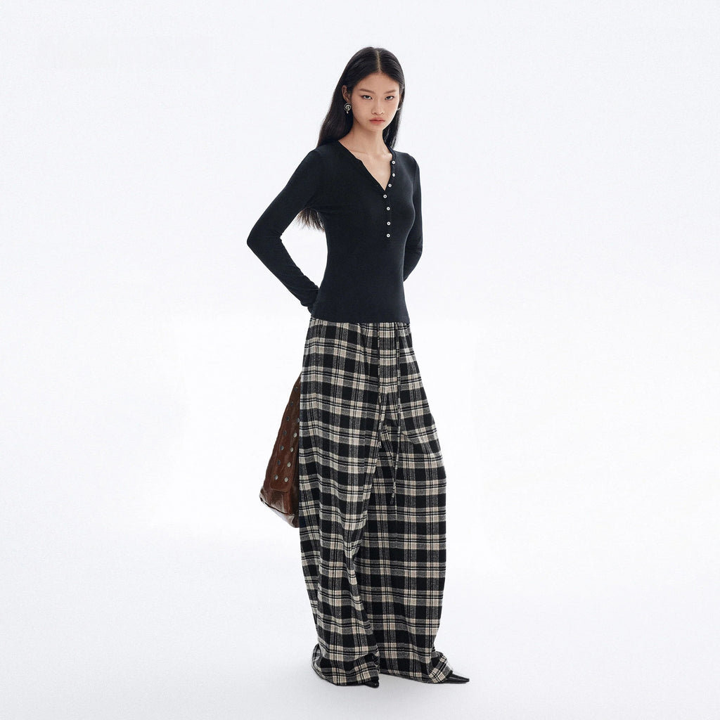 Vintage Plaid Wide-Leg Pants_BDHL8181
