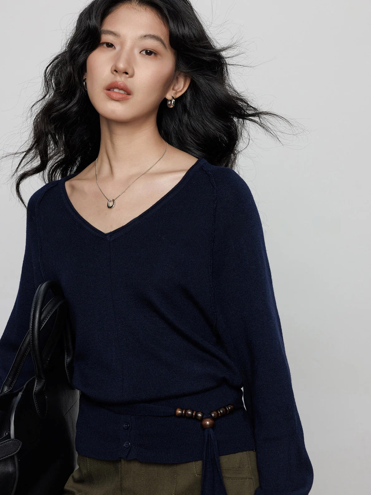 Peach Heart Neck Knit Tops_BDHL8169