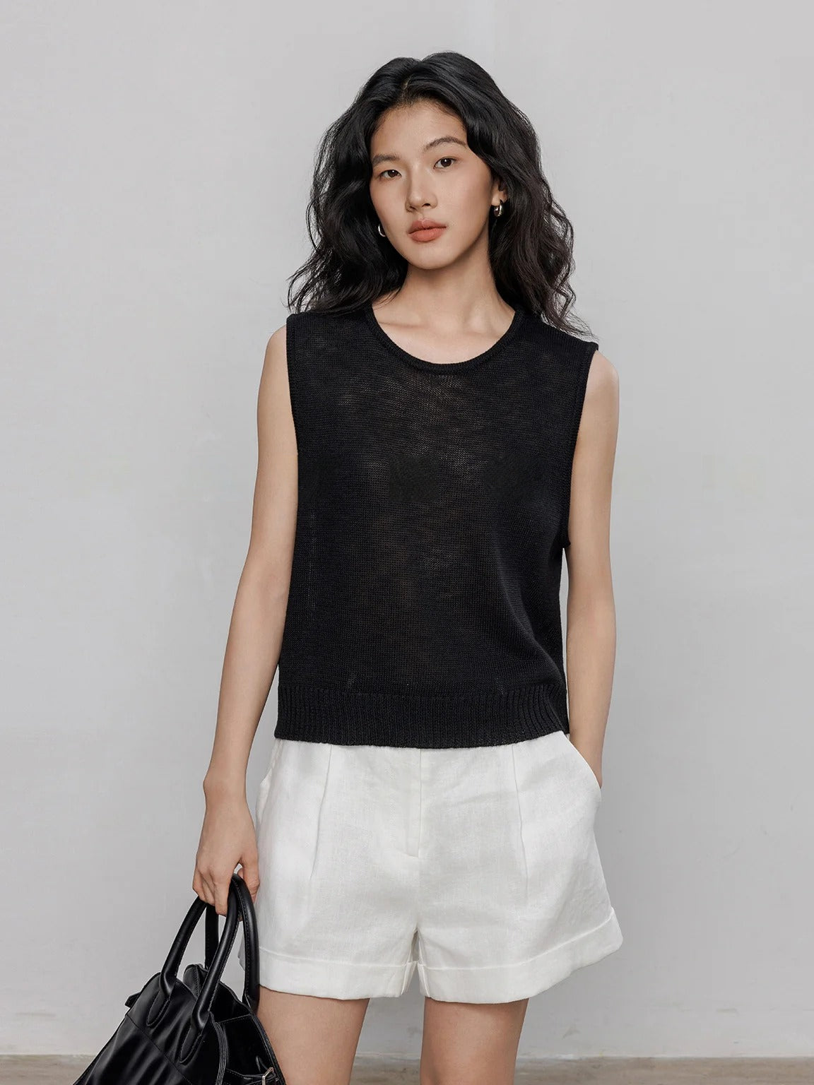 Round Neck Sleeveless Tops_BDHL7233