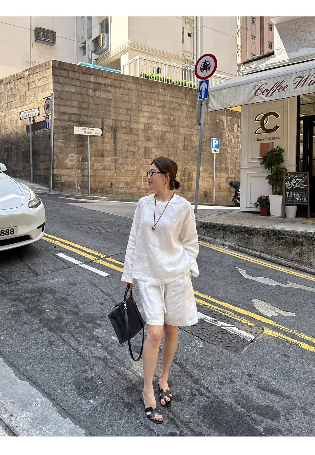 Linen Loose Top and Casual Shorts_BDHL8213