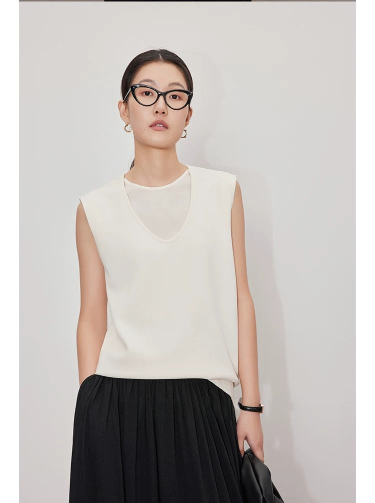 在庫限り早い者勝ち【即納】Layering style U-neck sleeveless_LCHK353
