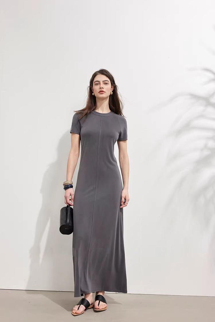 Stretch Halter Neck Raglan Sleeve Midi Dress_BDHL8230