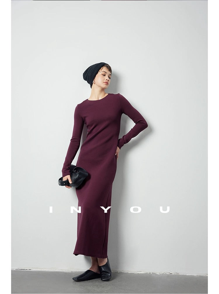 Back zipper slim long skirt_BDHL5475