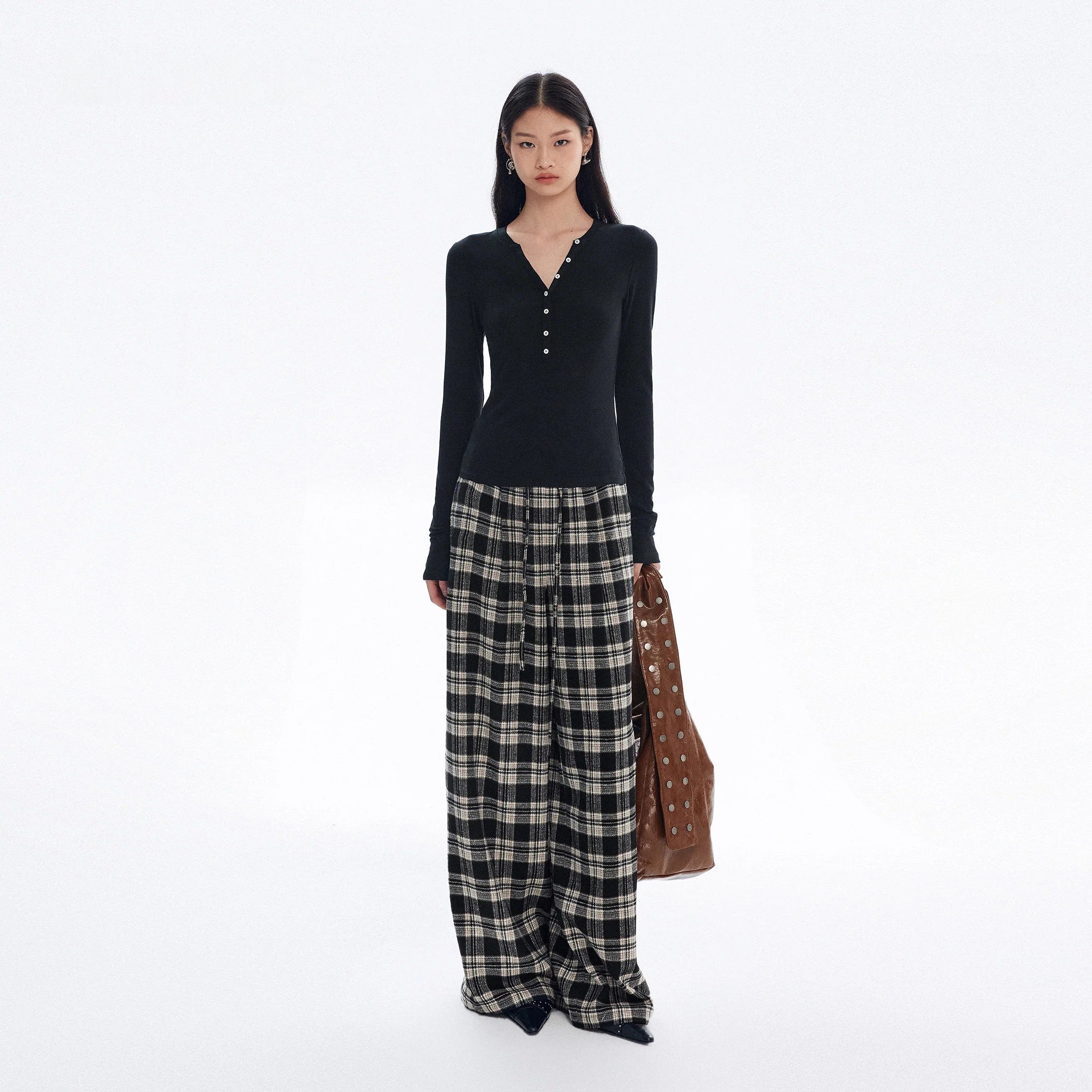 Vintage Plaid Wide-Leg Pants_BDHL8181