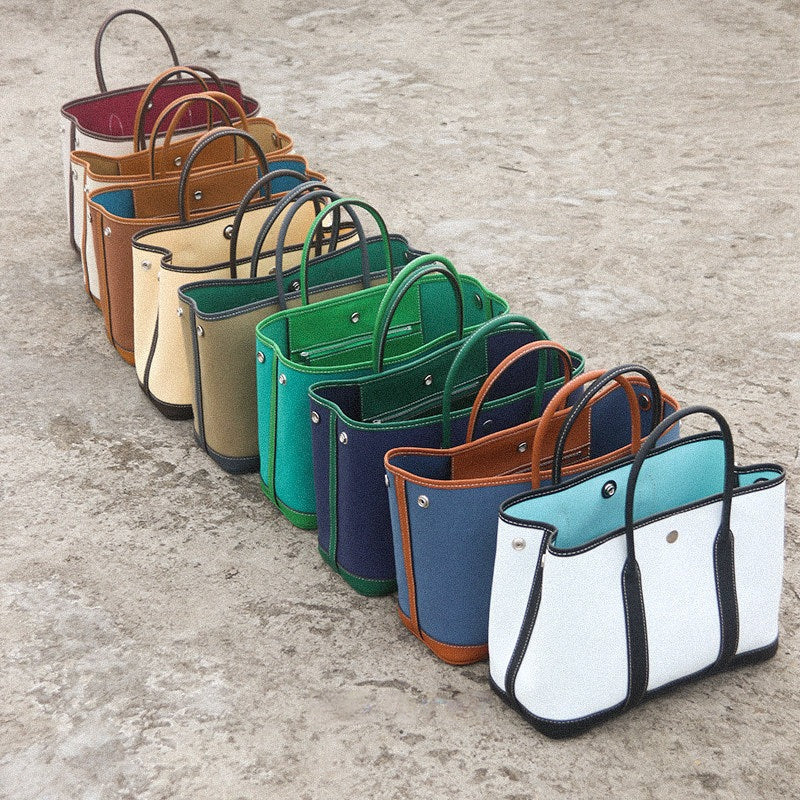 Water-repellent Canvas Contrasting Garden Tote Bag_BDHL8199